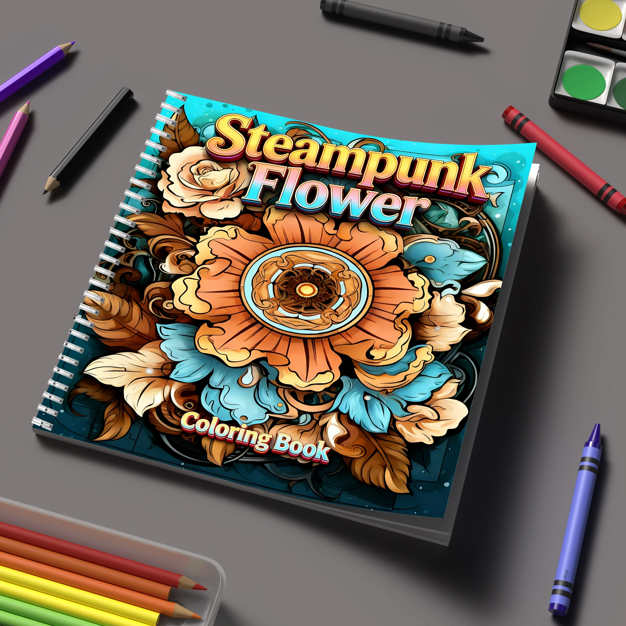 Chalk Bag - Libro da colorare Fiori Steampunk per